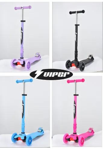 קורקינט 3 גלגלים VIPER עם אורות בגלגלים ובמשטח