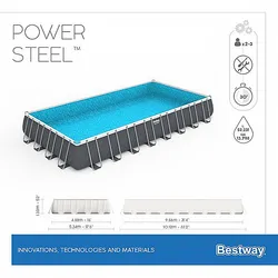 בריכת BESTWAY אולטרה 956*488*132 דגם 56623 2024 (יריעה בצבע אפור כהה