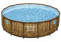 בריכת BESTWAY אולטרה דמוי עץ + 4 חלונות בנויים ,קוטר 488 עומק 122